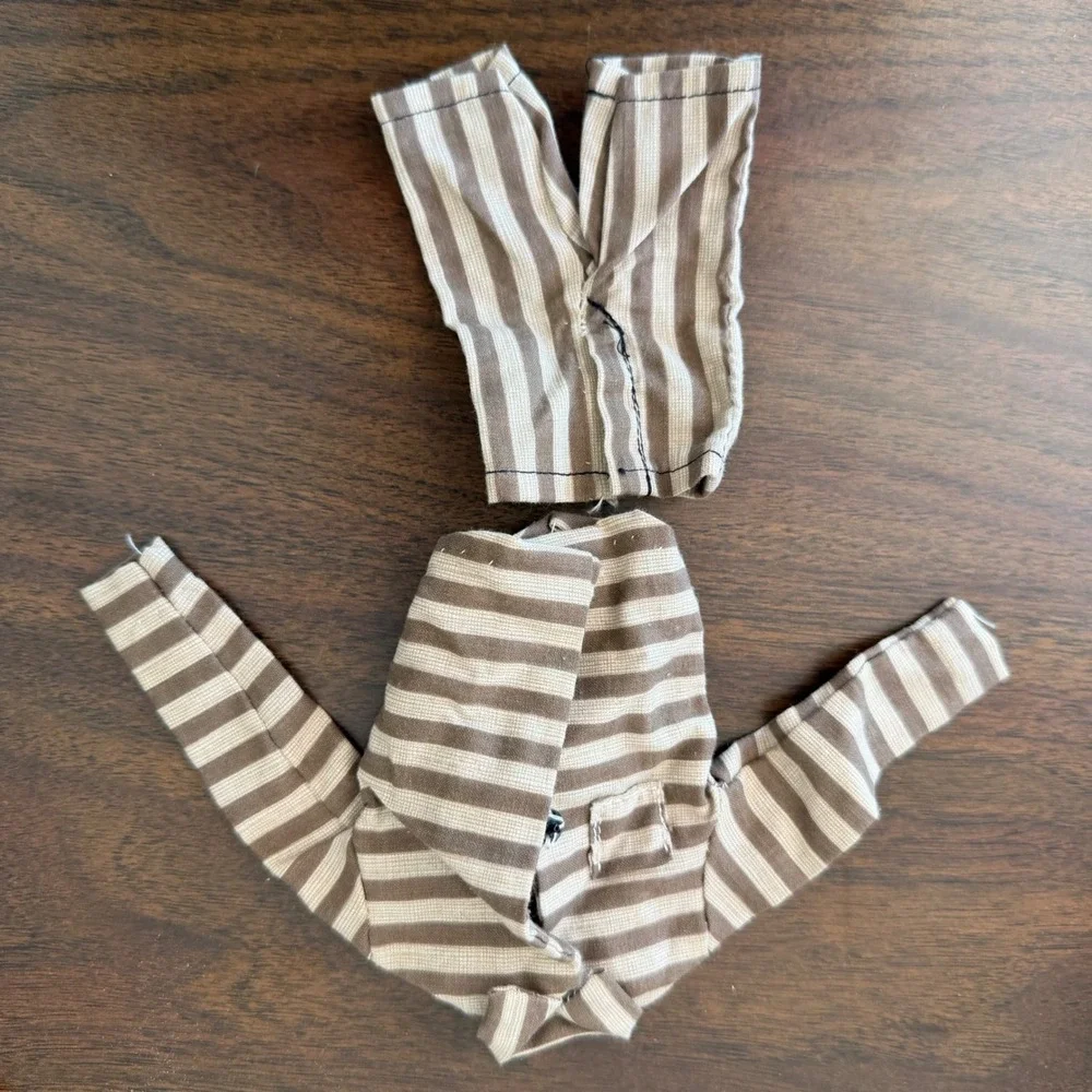 Handmade Vintage Style Male Doll Clothing Lot Striped Pajamas Checkered Robe Ken